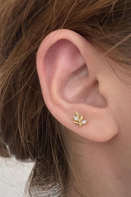 Dainty Gold Branch Stud Earrings